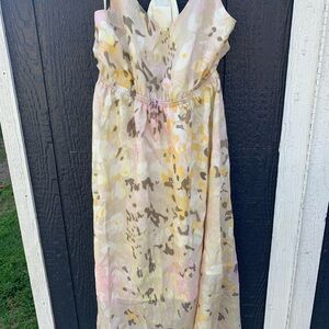 Silk dress line  and dot Floral  Dress in Pastel Shades